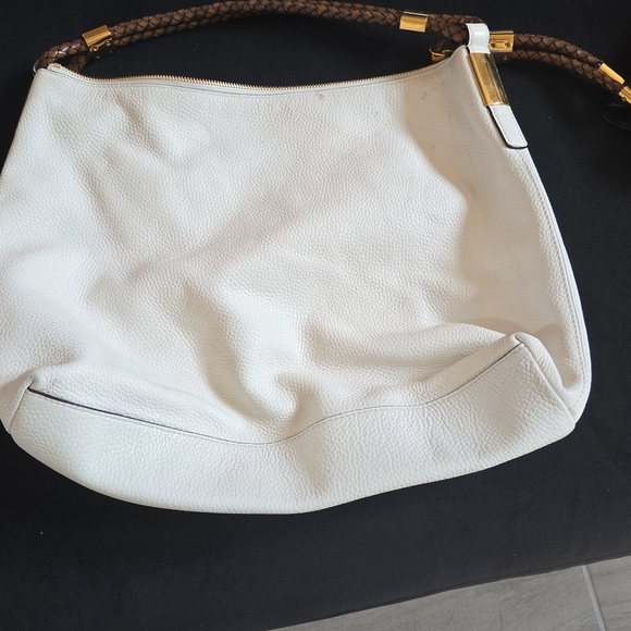 Michael Kors White Leather Hobo Bag with Gold Accents - Picture 1 of 1